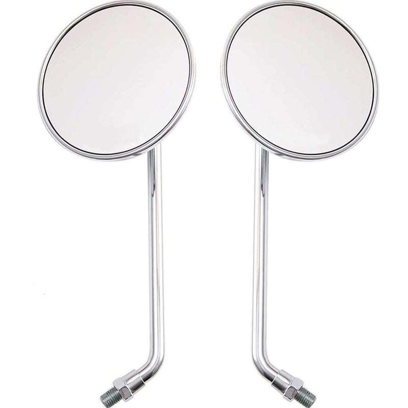 Earlyred Rear View Mirror 10mm Motorcycle Scooter Round Moped Mirrors for Honda Honda CB 350 450 500 550 600 650 900 750 Suzuki Kawasaki/Universal M10 Chrome Motorcycle Rearview Side Mirrors for Handlebars - Image 1